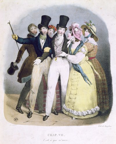 Dandi con admiradores, c.1830 de French School